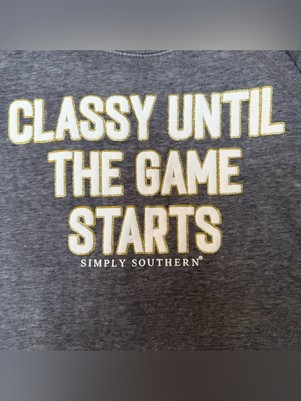 Simply Southern Gray “Classy Until The Game Starts” Sweatshirt Large - Picture 3 of 9